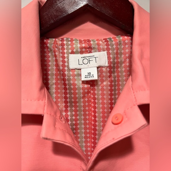 LOFT Pink Coral Trench Coat Womens XS - Picture 2 of 5